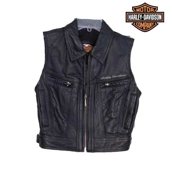 Harley-Davidson Jackets & Blazers - 🎄SALE🎄HARLEY DAVIDSON WMNS XS BLACK LEATHR FULL ZIP VEST